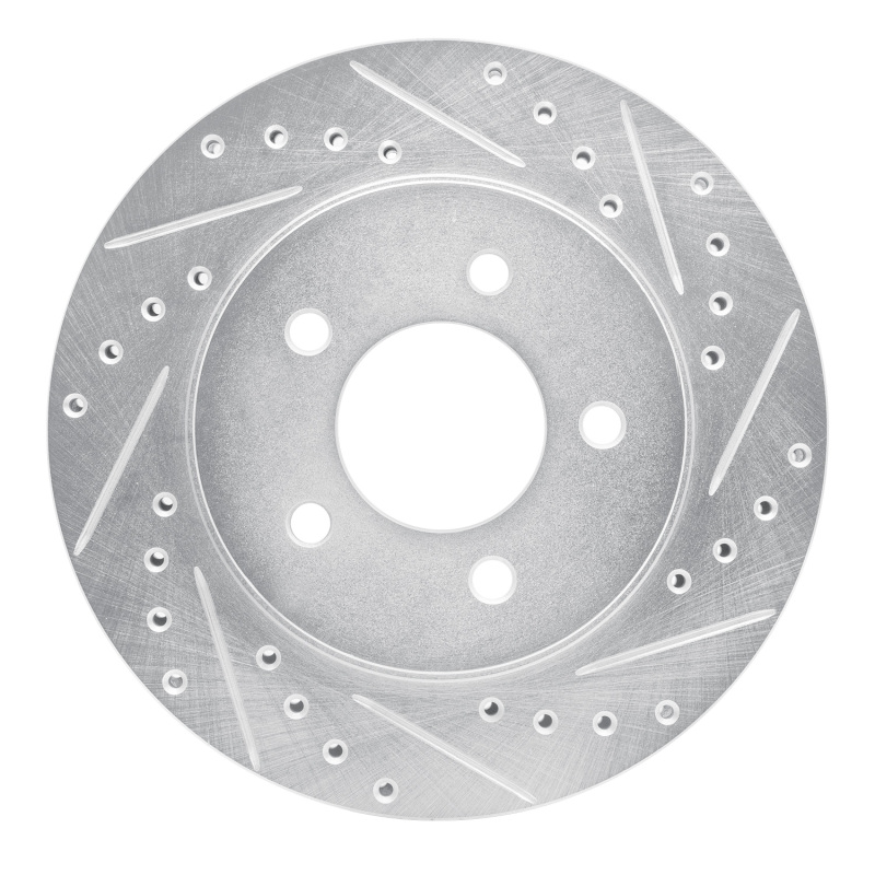 Chrysler Voyager Brake Rotor (1) - Front Right - R1 Concepts - Drilled & Slotted - Silver - `91-`02